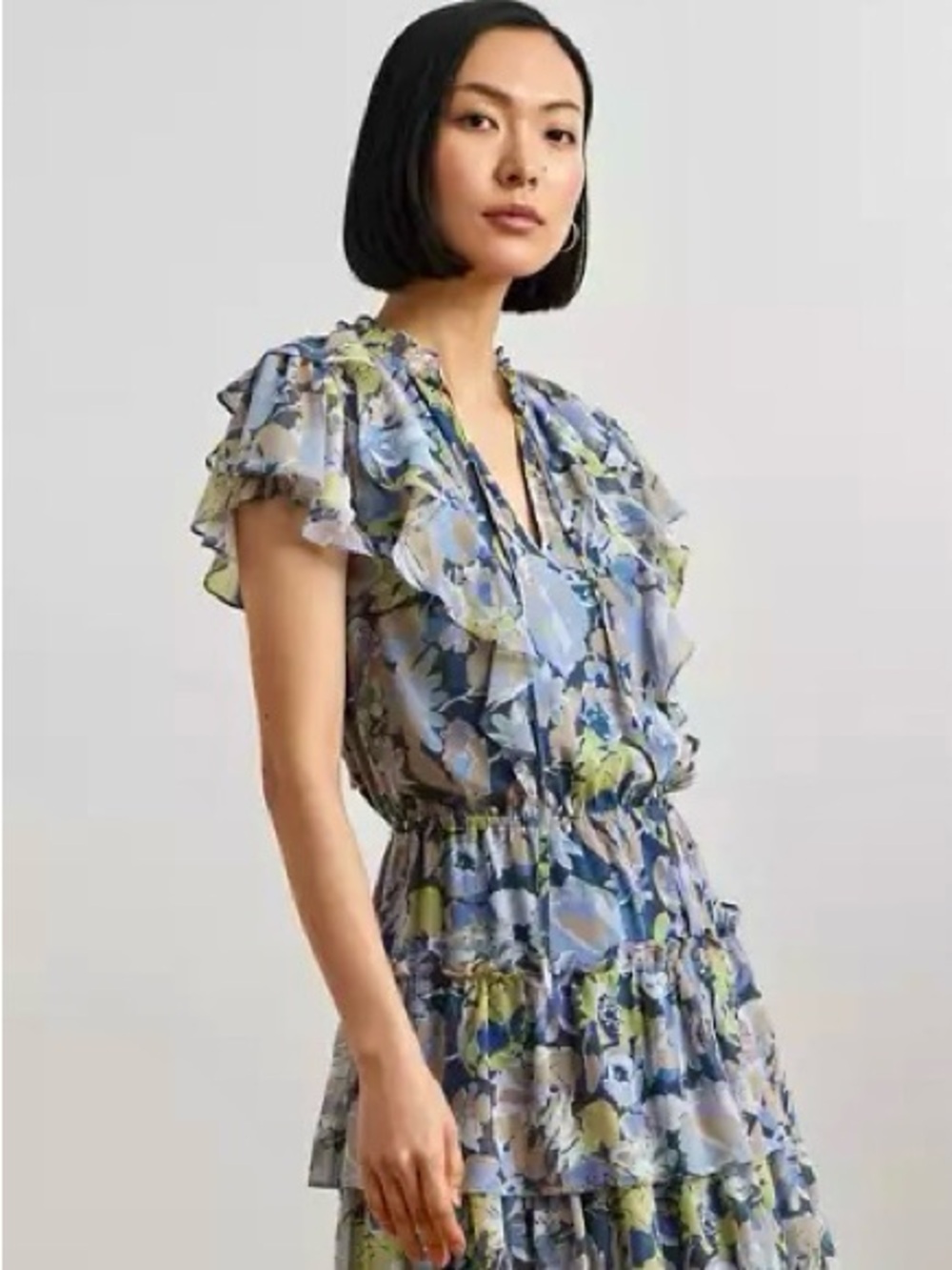 Ralph Lauren Floral Ruffle-Trim Georgette Dress - Picture 5 of 14